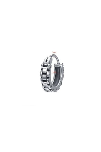 Viking Chain Patterned Ring Snap Vintage Design Men's 316l Steel Earrings