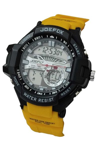 Joefox Men's Wristwatch Digital Analog Silicone Cord Yellow 1707
