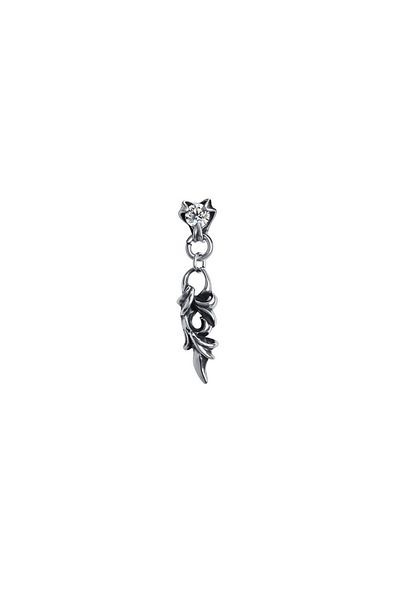 Viking Vintage Men's 316l Steel Earrings with Gothic Accessory and White Triangle Zircon Stone.