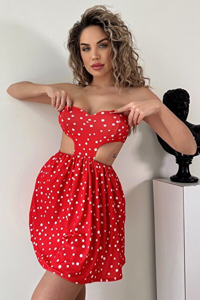 signora rosso Straplez Sırt Dekolteli Bağlamalı Elbise