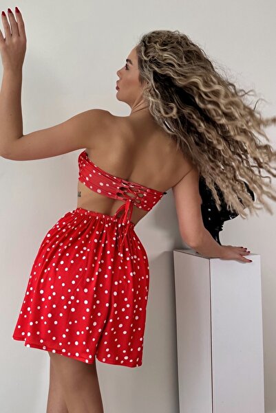 signora rosso Straplez Sırt Dekolteli Bağlamalı Elbise