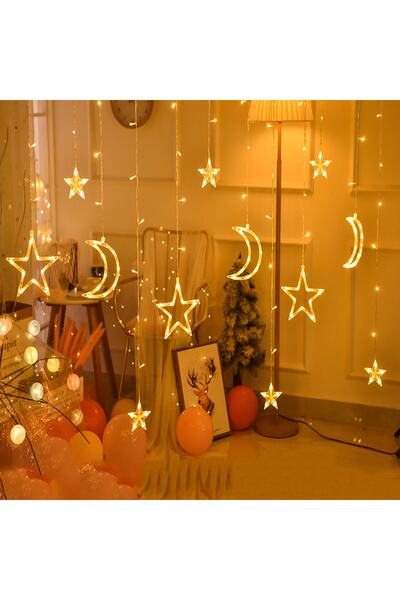 Andone Ay-yıldız Fişli 3.5 Metre 8 Animasyonlu Saçak Perde Led