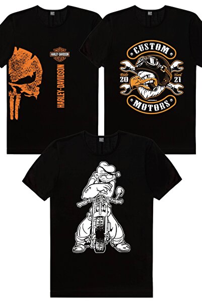 ROCKANDROLL Tricou pentru bărbați Harley Criminal, Angry Eagle, Basic Motor, pachet de 3 Eco