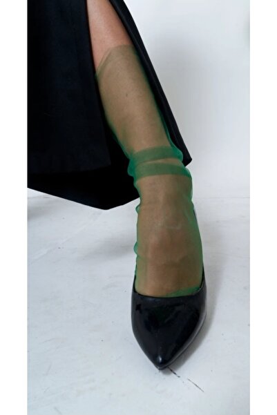 es moda shop Salsa Abiye Tül Çorap Zümrüt Yeşil