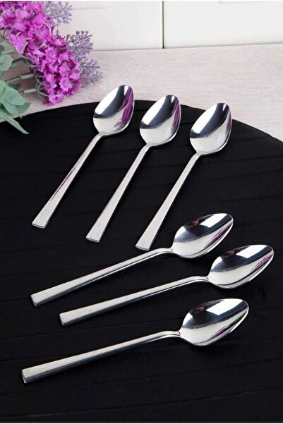 hcb ticaret 6 ملاعق شاي فاخرة من الفولاذ الكلاسيكي