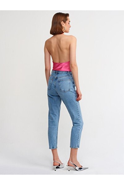 Dilvin DİLVIN COMFORT LYCRA MOM PANTS-BLUE