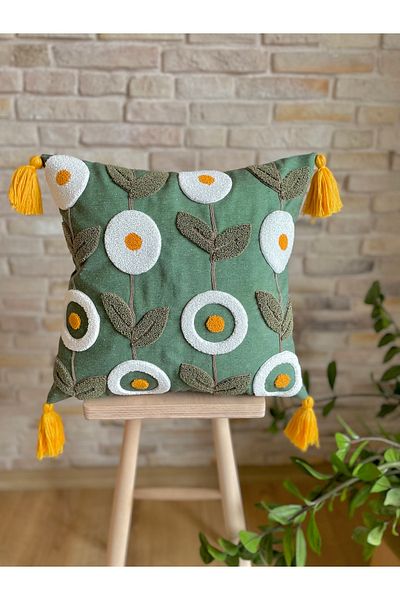 SWITA Single Premium Punch Embroidered Throw Pillow Cover
