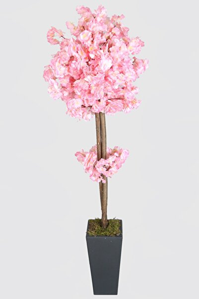 Yapay Çiçek Deposu Ahşap Saksıda Yapay Bahar Dalı Ağacı Pembe 150 cm Pembe