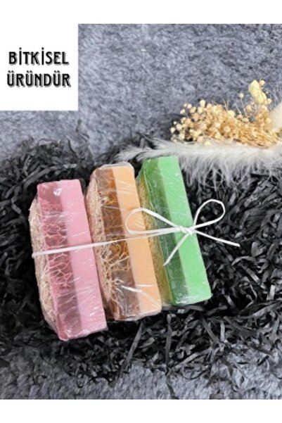 valinya Soap Art 3'lü Set Doğal Kabak Lifli Sabun - Eşek Sütlü Ballı,aloe Ver...
