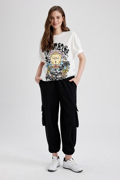 DeFacto Cool Spongebob Oversize Fit Printed Short Sleeve 100% Cotton T-Shirt