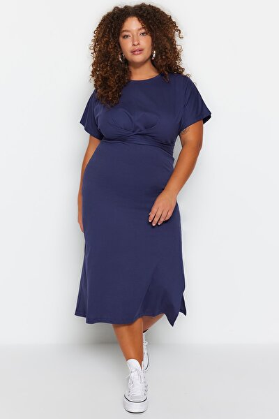 Trendyol Curve Große Größen in Kleid - Blau - Jerseykleid