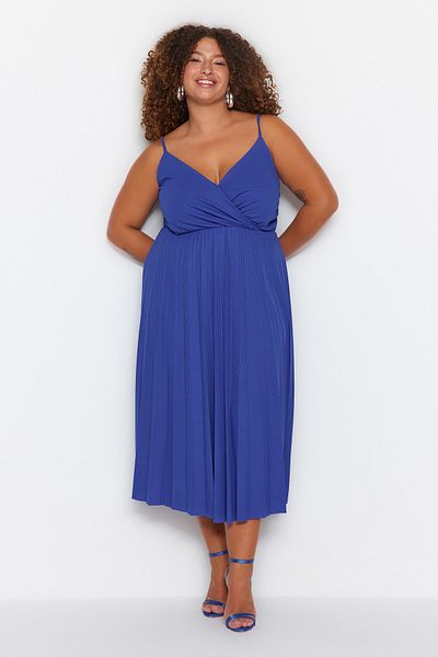 Trendyol Curve Plus Size Dress - Blue - A-line