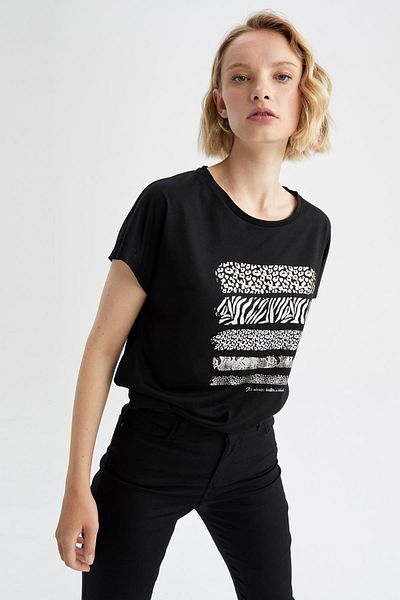 DeFacto Traditional Crew Neck Printed Short Sleeve T-Shirt