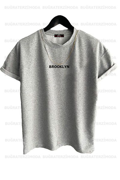 Buğraterzimoda Μπλουζάκι Brooklyn Loose Fit Unisex Grey Oversize