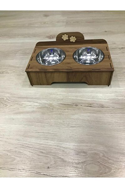 AtamanHome وعاء طعام خشبي للقطط والكلاب مكون من قطعتين، وعاء ماء وطعام