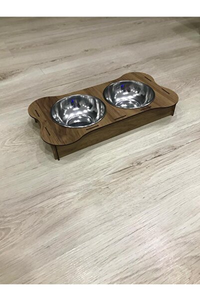 AtamanHome وعاء طعام خشبي للقطط والكلاب مكون من قطعتين، وعاء ماء وطعام