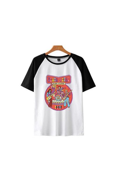 Touz Tricou oversize unisex alb cu mâneci raglan cu imprimeu Eysa Death Metal