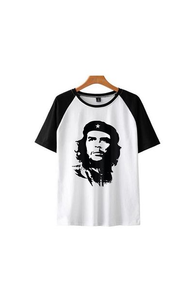 Touz Tricou oversize unisex alb cu mânecă raglan cu imprimeu Eysa Che Guevara