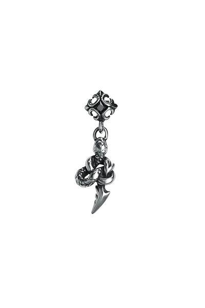 Viking Zircon Stone Stud Model Hanging 316l Steel Men's Earring with Snake Accessory