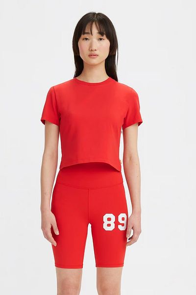 Levi's Crew Neck Cotton Slim Fit Crop T Shirt T Shirt A3718