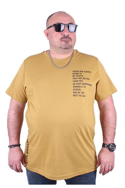 MocGrande Men's Printed T-Shirt - Beyond Self 23128 Lemon, Large Size
