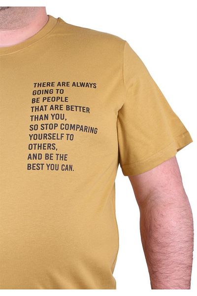 MocGrande Men's Printed T-Shirt - Beyond Self 23128 Lemon, Large Size