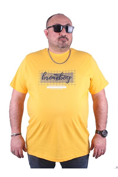 MocGrande Muška majica sa printom za veće veličine Brnx Boy 23131 žuta