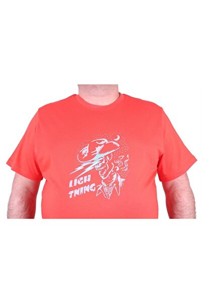 MocGrande Ανδρικό μπλουζάκι με στάμπα - Lightning 23132, Ρόδι, Μεγάλο Μέγεθος