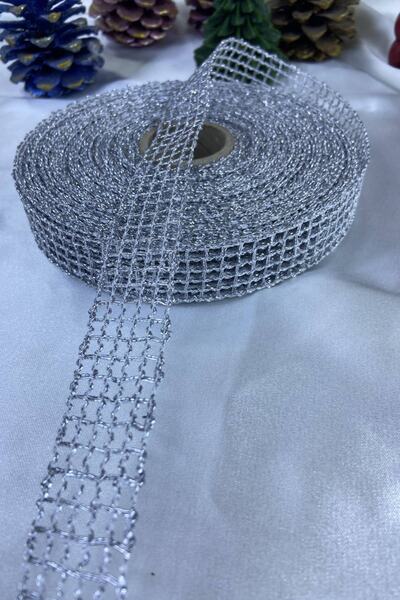 Hobigram Κορδέλα συσκευασίας δώρου Ασημένια κορδέλα ασημί γκλίτερ 1 μέτρο Τιμή – Κορδέλα, Κομψό Σχέδιο – Kurd