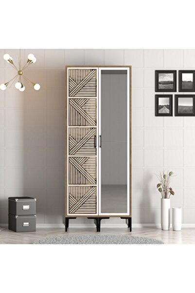 Variant Mobilya Kumsal 2 Kapılı Gardrop Pr - Ceviz / Beyaz