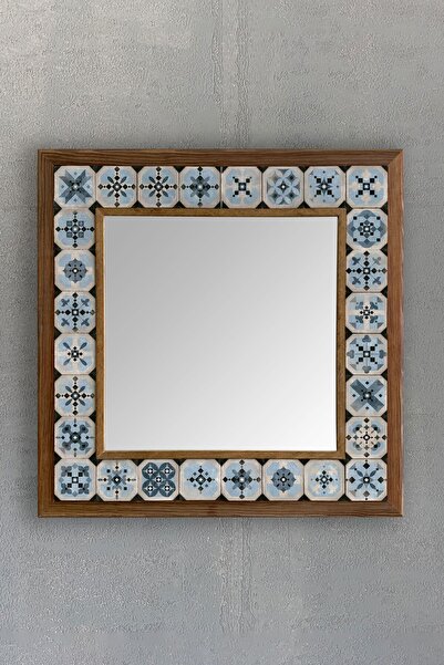 Oscar Stone Decor Masif Çerçeveli Mozaik Taş Ayna 43 Cm X 43 Cm (morocco-etni...