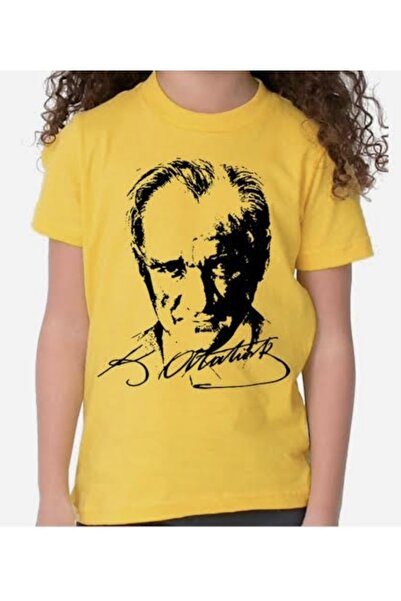 parypary Atatürk Karakalem Imzalı Kısa Kol Tişort T-shirt