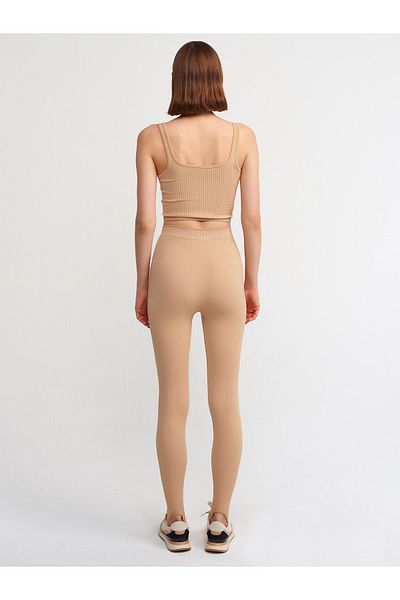 Dilvin 7923 Stone Washed Heeled Tights-camel