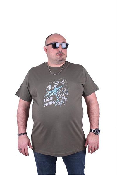 Starbattal Ανδρικό μπλουζάκι με στάμπα μεγάλου μεγέθους Lightning 23132 Khaki
