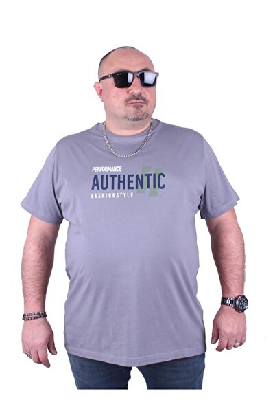 Starbattal Tricou cu imprimeu pentru bărbați de mărime mare Authentic 23134 gri