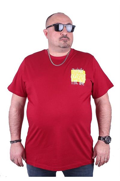 Starbattal Tricou cu imprimeu pentru bărbați de mărime mare în exterior 23137 roșu claret