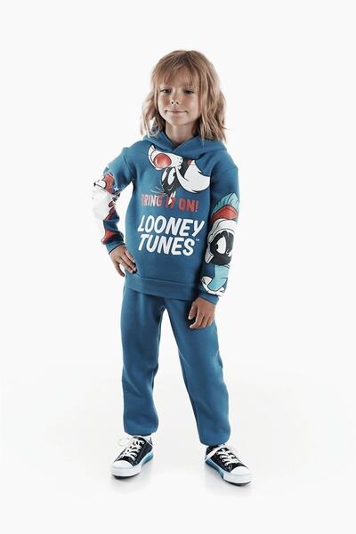 Looney Tunes طقم بدلة رياضية بغطاء للرأس للأولاد مرخصة 30078