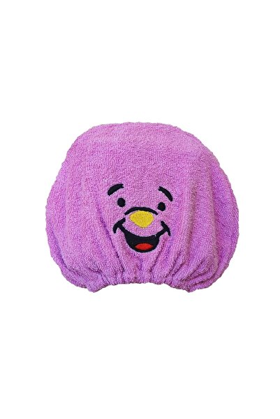 PERFECTWOMEN Düz Eponj Düğmeli Havlu Lila Saç Kurulama Bonesi Saç Havlusu Kutulu Üründür Çocuklar Için