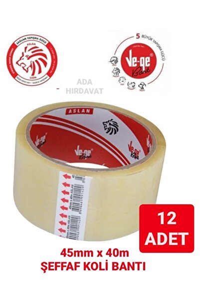 Vege Şeffaf Koli Ambalaj Bantı 45mm X 40m / 12 Adet
