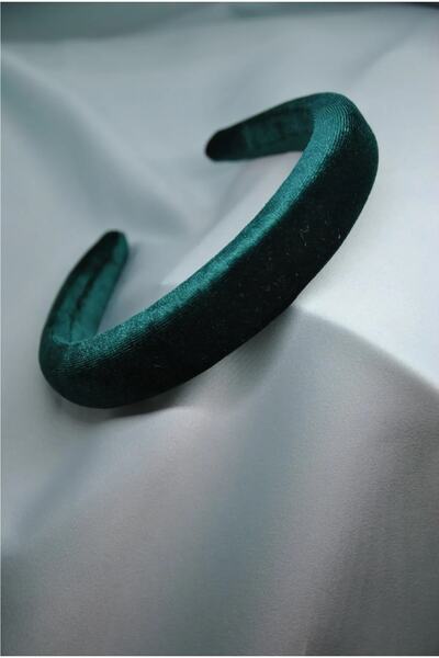 LavinbyNurten Koyu Yeşil Kadife Kumaş Taç Kadın Saç Aksesuarı