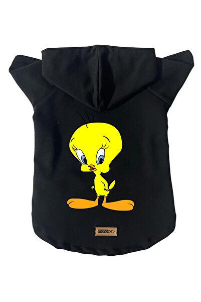 Monopetz سويت شيرت من الصوف بغطاء للرأس ملابس للكلاب والقطط - أسود جديد تويتي...