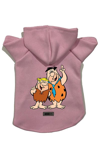 Monopetz Hooded Fleece Sweatshirt Dog And Cat Outfit & Dress - Pink Barney & Fred - Size XL