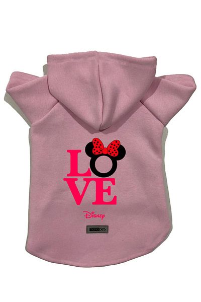 Monopetz Hooded Fleece Sweatshirt Dog And Cat Outfit & Dress - Pink Mini Love - Size M