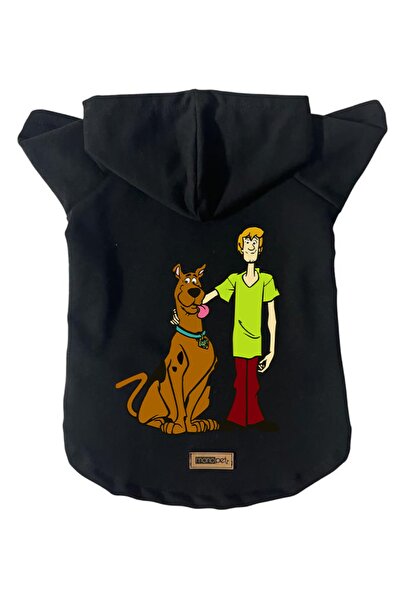 Monopetz سويت شيرت صوف بغطاء للرأس للكلاب والقطط - أسود جديد سكوبي دو - مقاس L