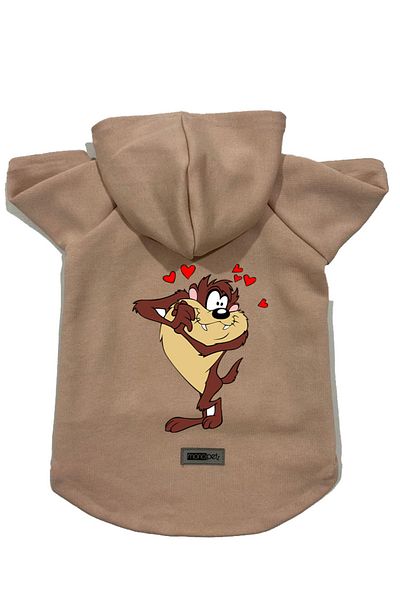 Monopetz Hooded Fleece Sweatshirt Dog and Cat Outfit & Gown - Beige New Tasmanian Beast - Size S