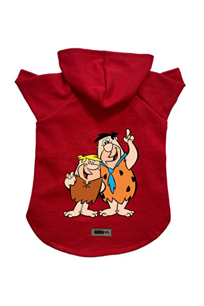 Monopetz سويت شيرت من الصوف بغطاء للرأس ملابس للكلاب والقطط - أحمر بارني وفريد - مقاس S