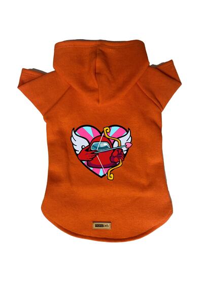 Monopetz سويت شيرت من الصوف بغطاء للرأس للكلاب والقطط - برتقالي بيننا - مقاس Xs