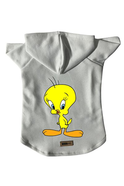 Monopetz سويت شيرت من الصوف بغطاء للرأس ملابس للكلاب والقطط - أبيض نيو تويتي ...