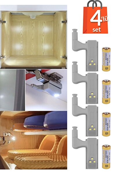 Telvesse 4'lü Otomatik Dolap Lambası Mutfak Banyo Gardırop Çekmece Içi Aydınl...