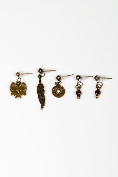 Lila Rosa Ethnic Authentic Brass Multiple Earrings